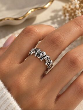 Silver Elephant Ring Adjustable Holliday gift